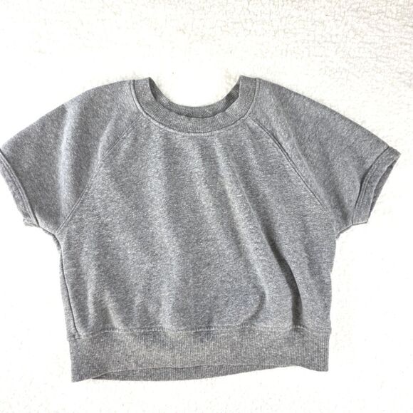 T.la Heather Gray Cropped Crewneck Pullover Short-Sleeved Top Size XXS - Picture 2 of 13